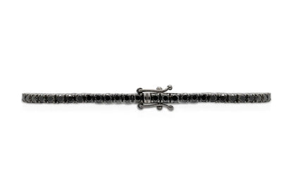 18K White Gold Black Rhodium Black Diamond Tennis Bracelet Tw. 4.08 carat