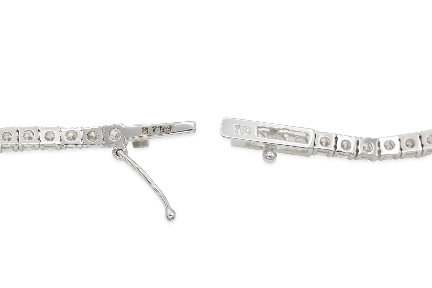 18K White Gold Tennis Necklace DTw. 7.75 carat