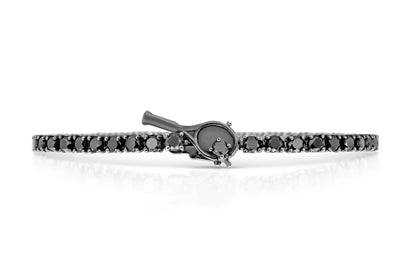 18K White Gold Black Rhodium Black Diamond Tennis Bracelet Tw. 5.56 carat