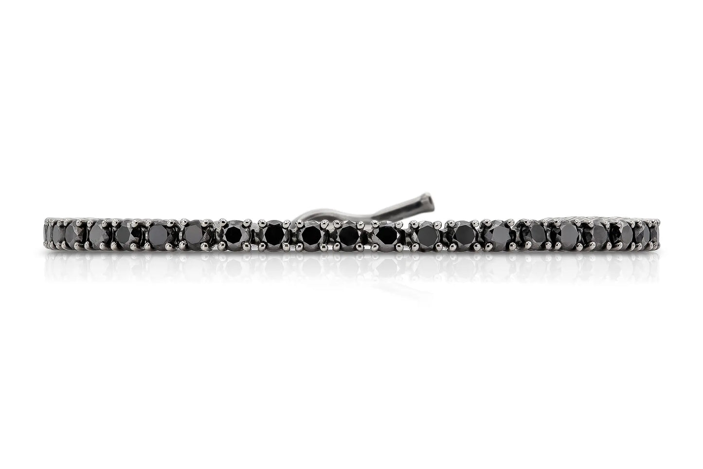 18K White Gold Black Rhodium Black Diamond Tennis Bracelet Tw. 5.56 carat