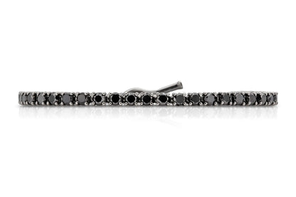 18K White Gold Black Rhodium Black Diamond Tennis Bracelet Tw. 5.56 carat