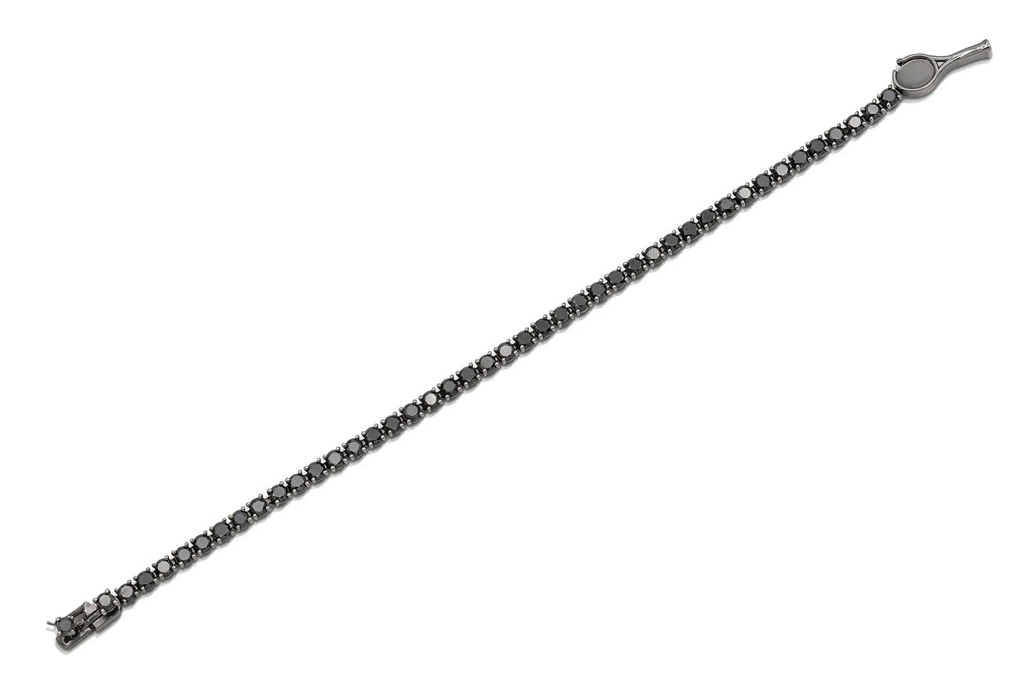 18K White Gold Black Rhodium Black Diamond Tennis Bracelet Tw. 5.56 carat