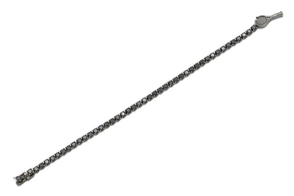 18K White Gold Black Rhodium Black Diamond Tennis Bracelet Tw. 5.56 carat