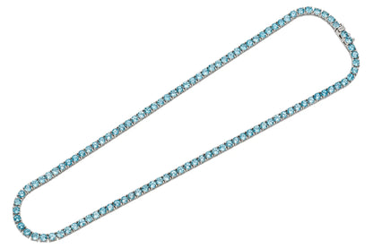 18K White Gold Topaz Tennis Necklace DTW. 19.02ct
