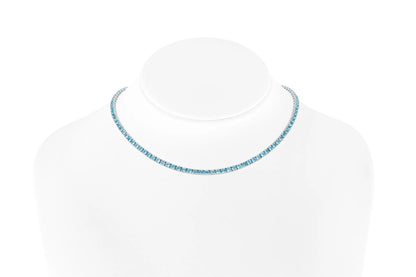 18K White Gold Topaz Tennis Necklace DTW. 19.02ct
