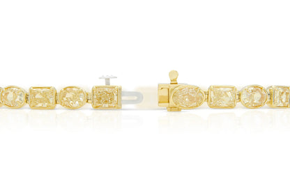 18K Yellow Gold Yellow Diamond Bezel Set Tennis Bracelet Tw. 12.44 carat
