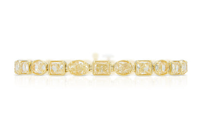 18K Yellow Gold Yellow Diamond Bezel Set Tennis Bracelet Tw. 12.44 carat
