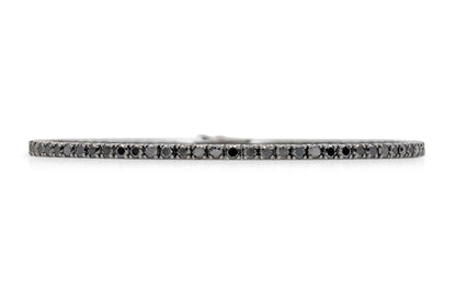 18K White Gold Black Rhodium Black Diamond Tennis Bracelet Tw. 4.08 carat