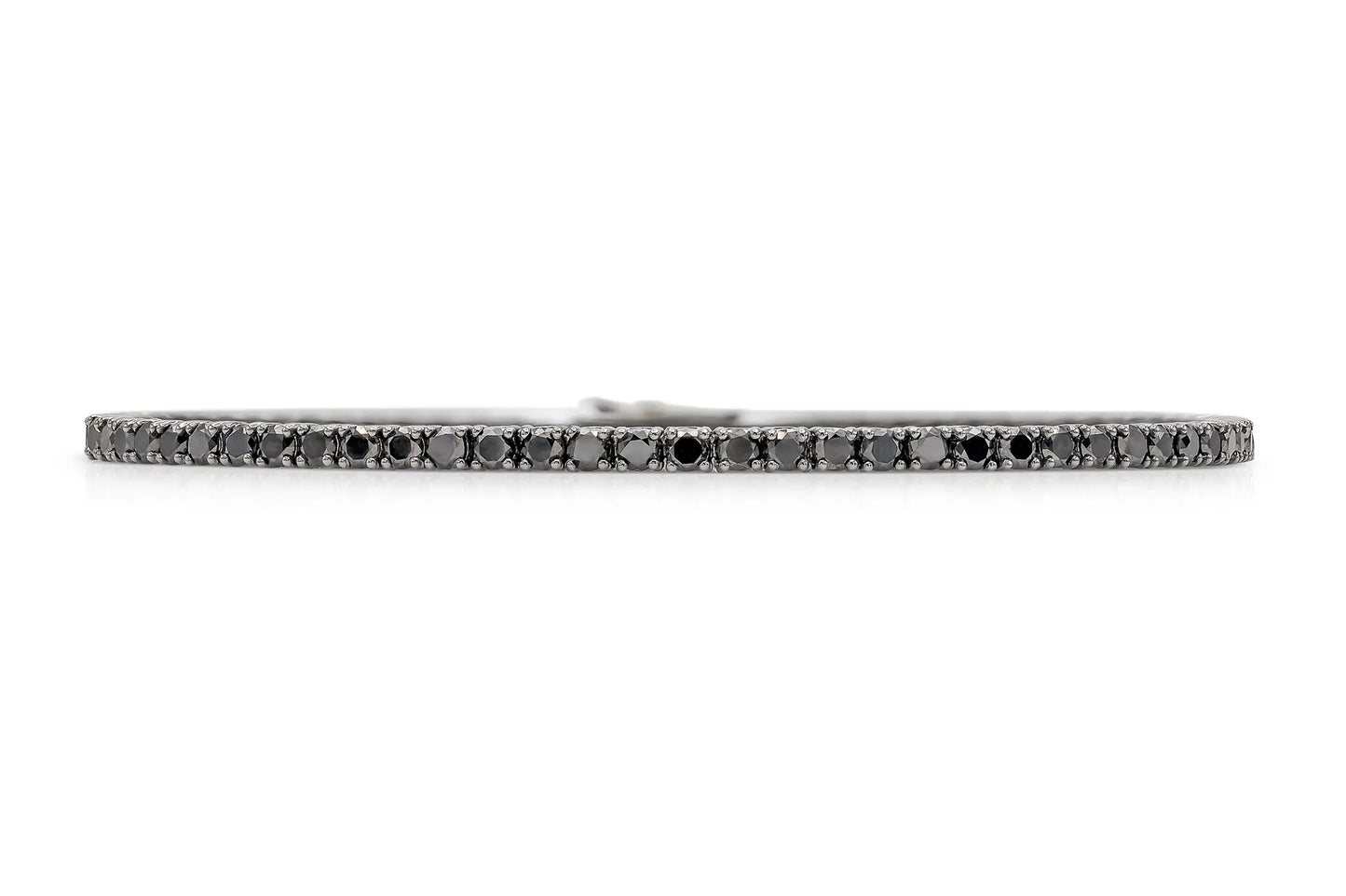 18K White Gold Black Rhodium Black Diamond Tennis Bracelet Tw. 4.08 carat