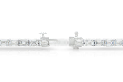 18K White Gold Emerald Cut Diamonds Tennis Bracelet Tw. 11.00 carat