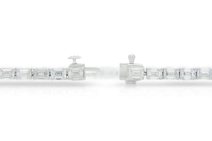 18K White Gold Emerald Cut Diamonds Tennis Bracelet Tw. 11.00 carat