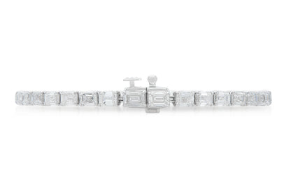 18K White Gold Emerald Cut Diamonds Tennis Bracelet Tw. 11.00 carat