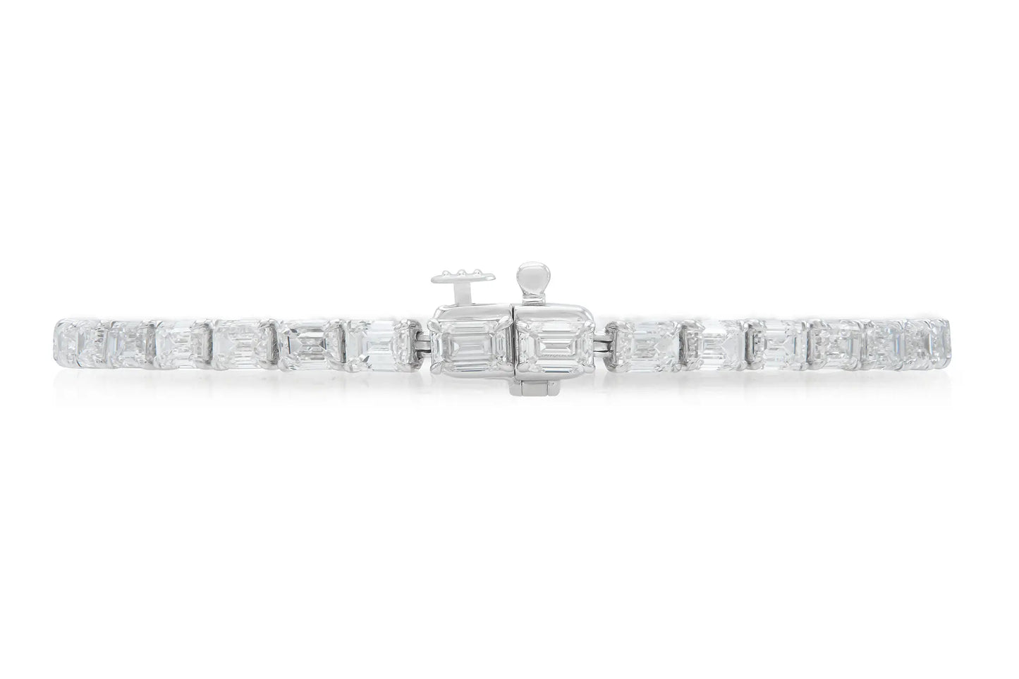 18K White Gold Emerald Cut Diamonds Tennis Bracelet Tw. 11.00 carat