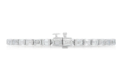 18K White Gold Emerald Cut Diamonds Tennis Bracelet Tw. 11.00 carat