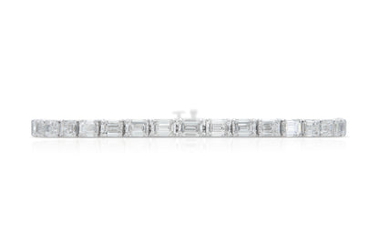 18K White Gold Emerald Cut Diamonds Tennis Bracelet Tw. 11.00 carat