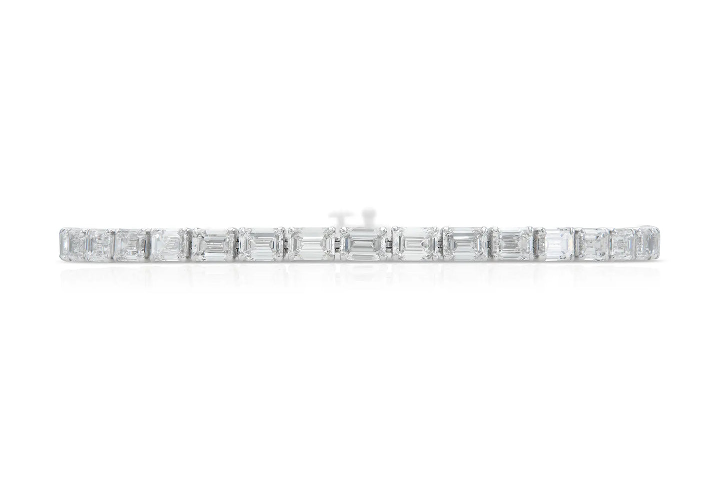 18K White Gold Emerald Cut Diamonds Tennis Bracelet Tw. 11.00 carat