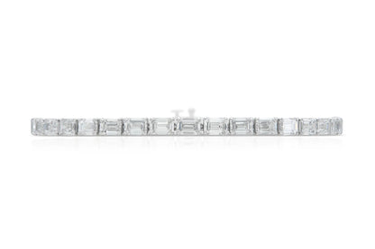 18K White Gold Emerald Cut Diamonds Tennis Bracelet Tw. 11.00 carat