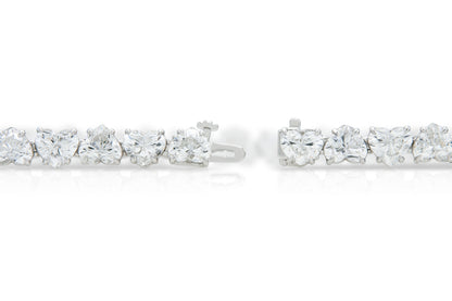 18K White Gold Heart Shape Diamonds Tennis Bracelet Tw. 16.25 carat