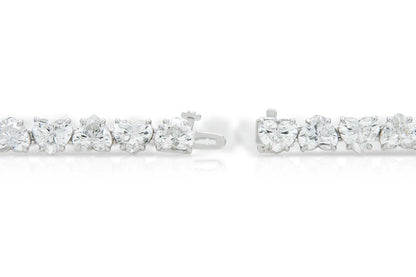 18K White Gold Heart Shape Diamonds Tennis Bracelet Tw. 16.25 carat