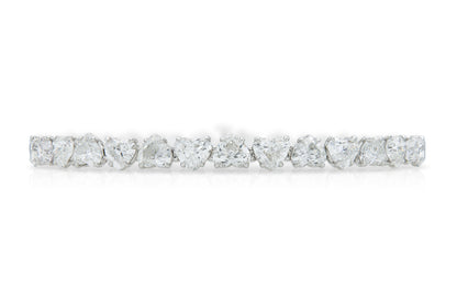 18K White Gold Heart Shape Diamonds Tennis Bracelet Tw. 16.25 carat
