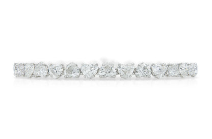 18K White Gold Heart Shape Diamonds Tennis Bracelet Tw. 16.25 carat
