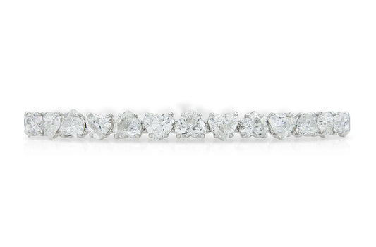 18K White Gold Heart Shape Diamonds Tennis Bracelet Tw. 16.25 carat