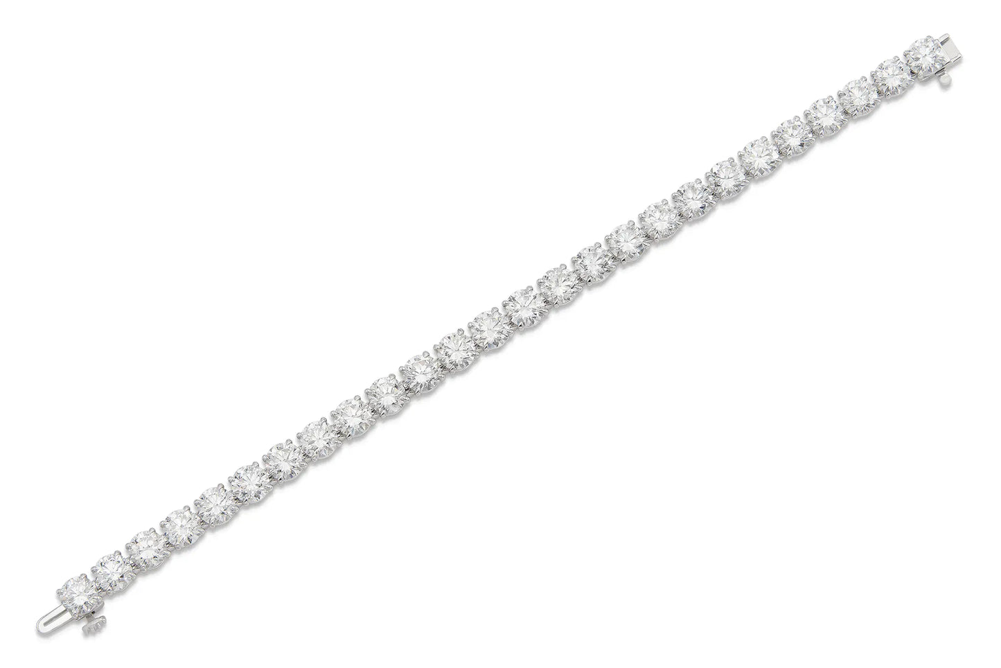 GIA certified 18K White Gold Tennis Bracelet Tw. 26.17 carat