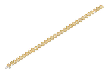 18K Yellow Gold Bezel Set Oval Diamond Bracelet Tw. 28.10 carat