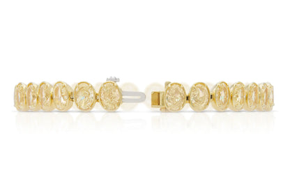 18K Yellow Gold Bezel Set Oval Diamond Bracelet Tw. 28.10 carat