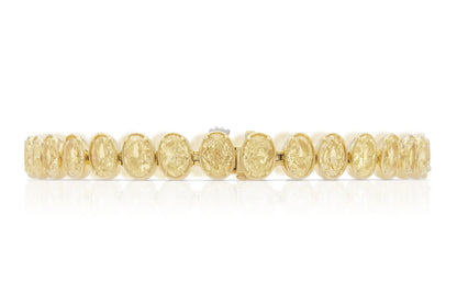 18K Yellow Gold Bezel Set Oval Diamond Bracelet Tw. 28.10 carat