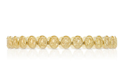 18K Yellow Gold Bezel Set Oval Diamond Bracelet Tw. 28.10 carat