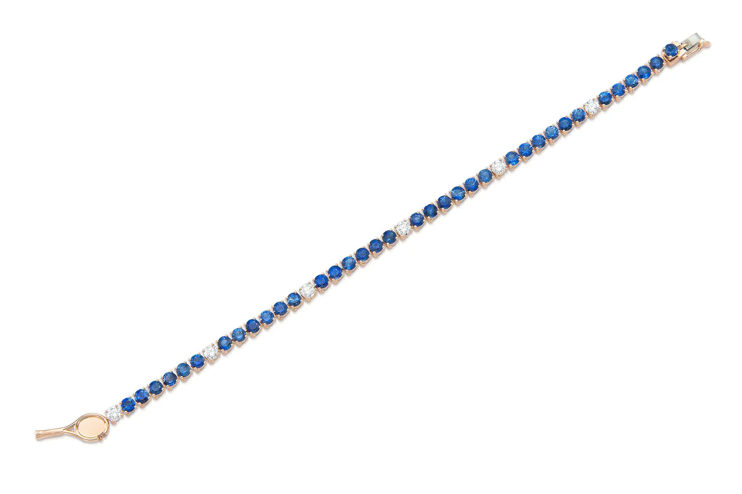 18K Rose Gold Royal Blue Sapphire Tennis Bracelet Tw. 7.30 carat