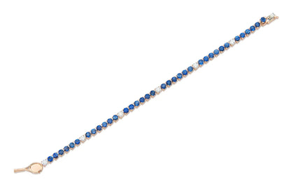 18K Rose Gold Royal Blue Sapphire Tennis Bracelet Tw. 7.30 carat