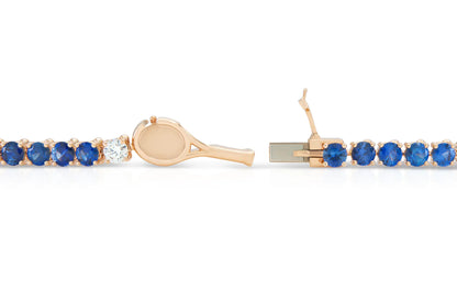 18K Rose Gold Royal Blue Sapphire Tennis Bracelet Tw. 7.30 carat