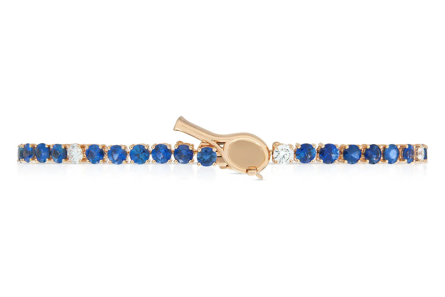 18K Rose Gold Royal Blue Sapphire Tennis Bracelet Tw. 7.30 carat