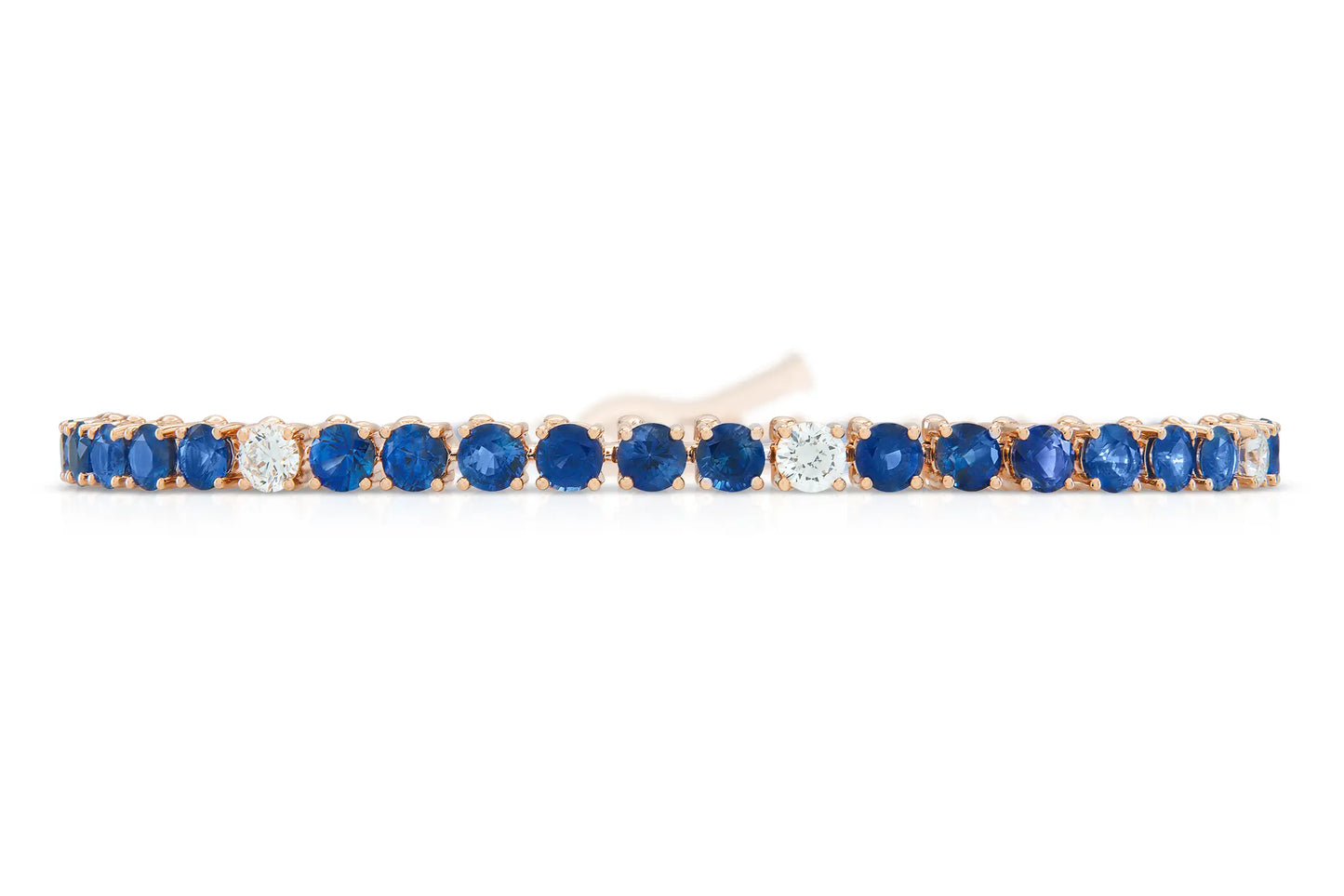 18K Rose Gold Royal Blue Sapphire Tennis Bracelet Tw. 7.30 carat