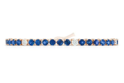 18K Rose Gold Royal Blue Sapphire Tennis Bracelet Tw. 7.30 carat