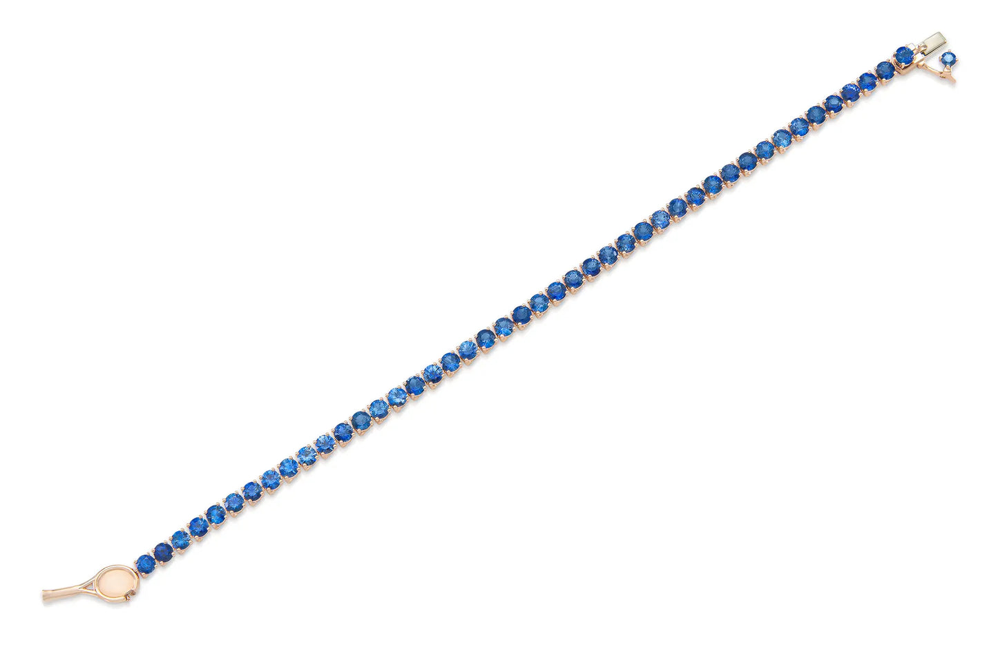 18K Rose Gold Royal Blue Sapphire Tennis Bracelet Tw. 9.55 carat