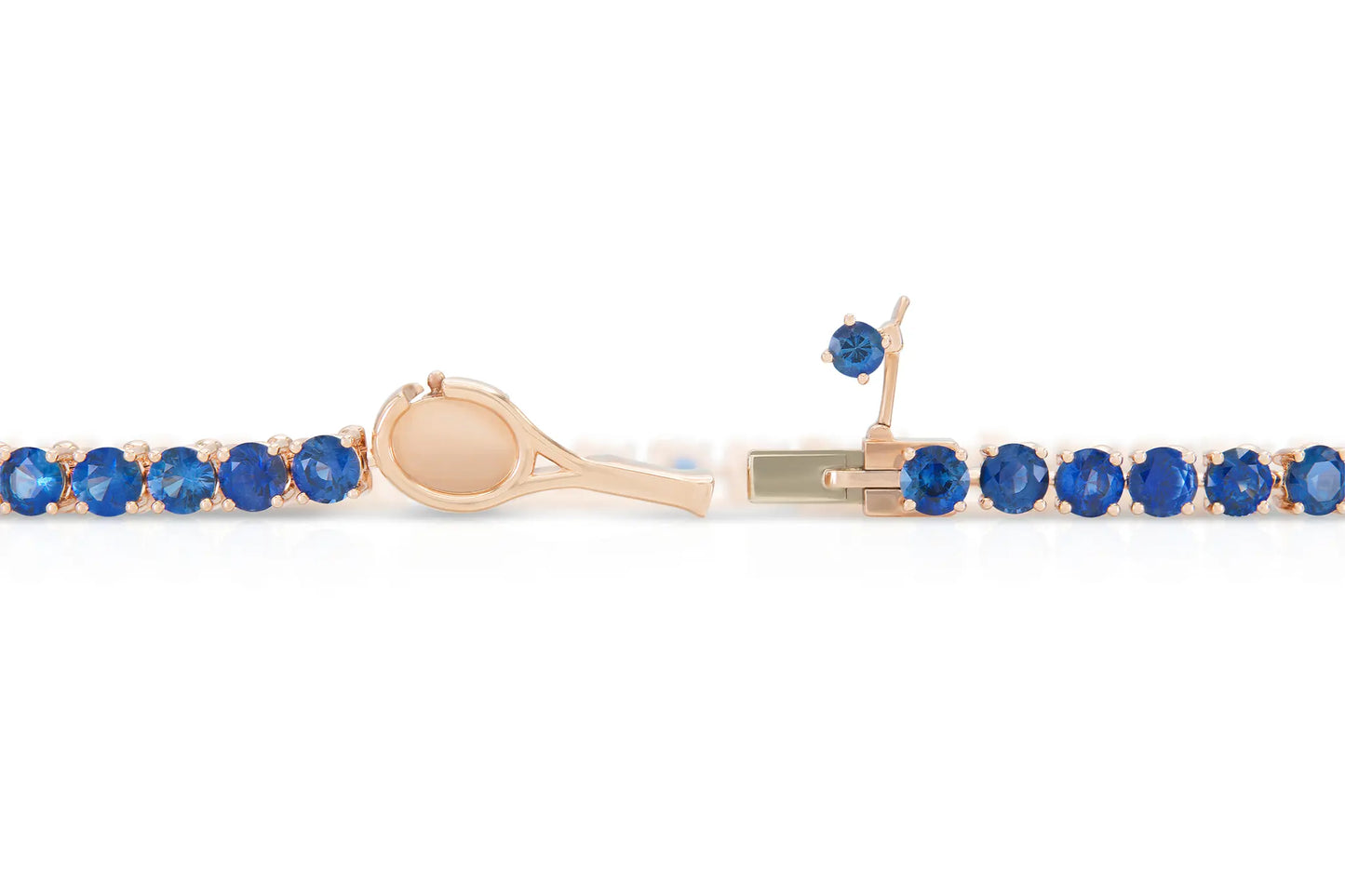 18K Rose Gold Royal Blue Sapphire Tennis Bracelet Tw. 9.55 carat