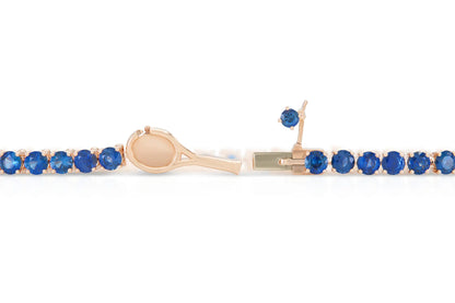 18K Rose Gold Royal Blue Sapphire Tennis Bracelet Tw. 9.55 carat