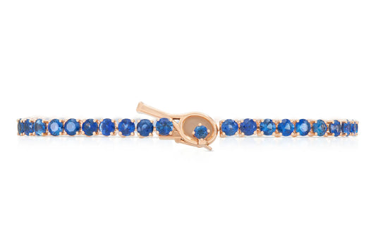 18K Rose Gold Royal Blue Sapphire Tennis Bracelet Tw. 9.55 carat