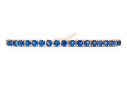 18K Rose Gold Royal Blue Sapphire Tennis Bracelet Tw. 9.55 carat