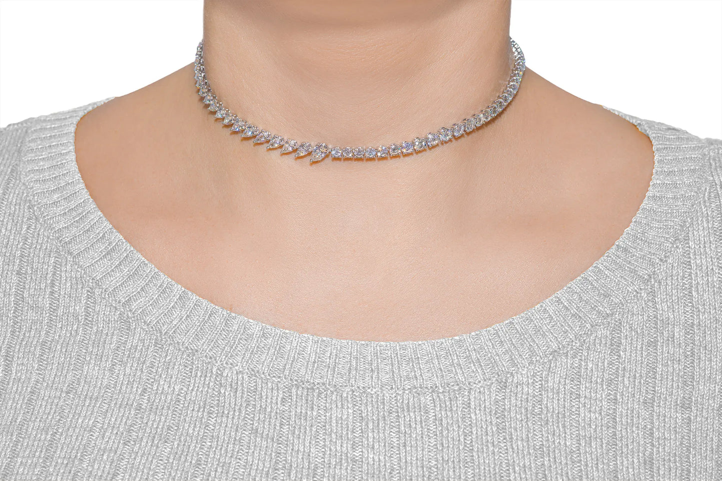 18K White Gold Diamond Choker