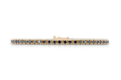 18K Yellow Gold Black Diamond Tennis Bracelet 3.62 carat