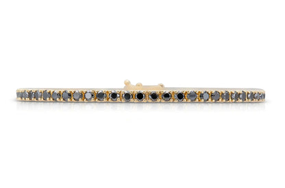 18K Yellow Gold Black Diamond Tennis Bracelet 3.62 carat