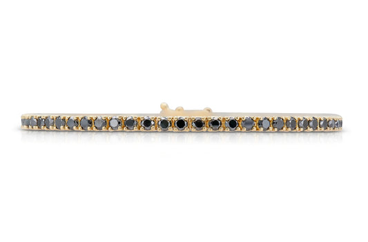 18K Yellow Gold Black Diamond Tennis Bracelet 3.62 carat
