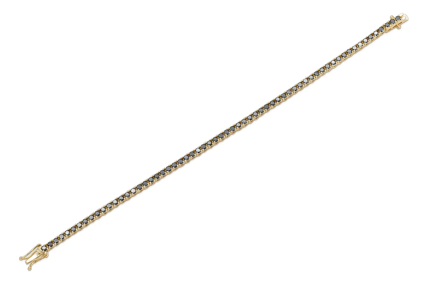 18K Yellow Gold Black Diamond Tennis Bracelet 3.62 carat
