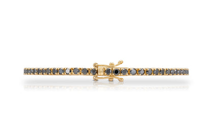 18K Yellow Gold Black Diamond Tennis Bracelet 3.62 carat