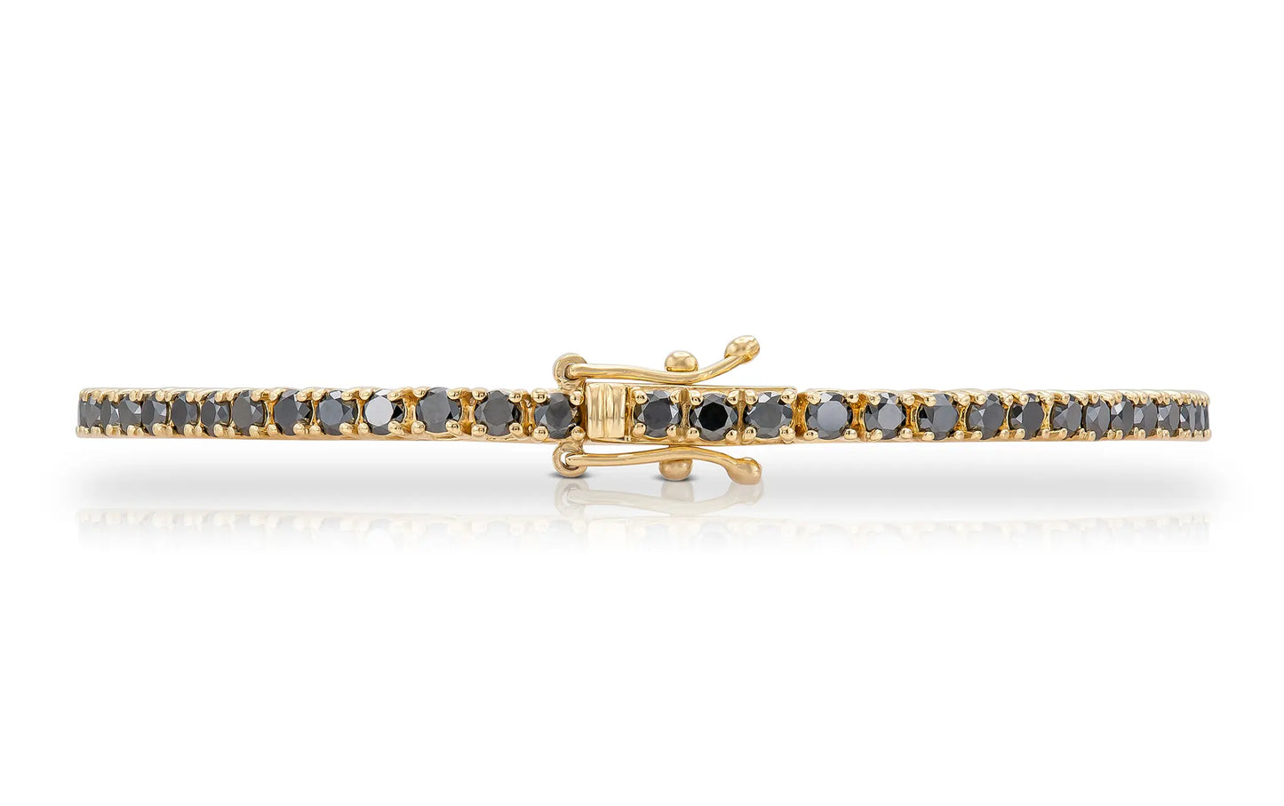 18K Yellow Gold Black Diamond Tennis Bracelet 3.62 carat