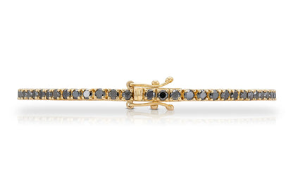 18K Yellow Gold Black Diamond Tennis Bracelet 3.62 carat